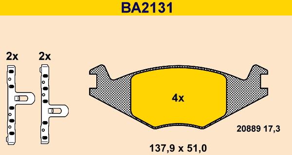 Barum BA2131 - Тормозные колодки, дисковые, комплект autosila-amz.com