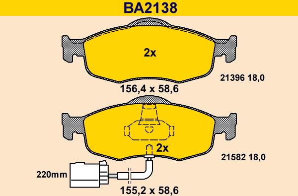 Barum BA2138 - Тормозные колодки, дисковые, комплект autosila-amz.com
