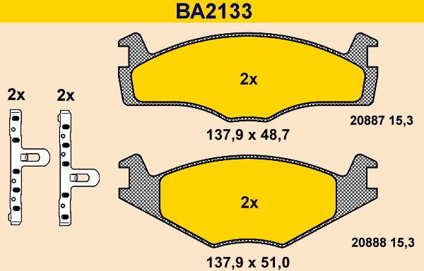 Barum BA2133 - Тормозные колодки, дисковые, комплект autosila-amz.com