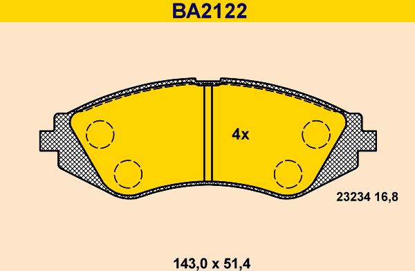 Barum BA2122 - Тормозные колодки, дисковые, комплект autosila-amz.com