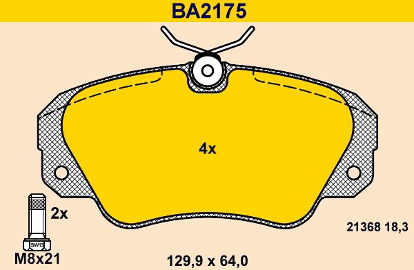 Barum BA2175 - Тормозные колодки, дисковые, комплект autosila-amz.com