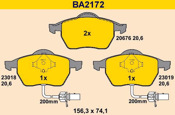 Barum BA2172 - Тормозные колодки, дисковые, комплект autosila-amz.com