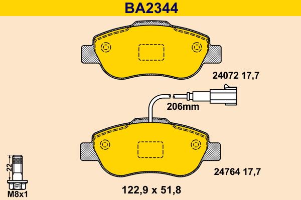 Barum BA2344 - Тормозные колодки, дисковые, комплект autosila-amz.com