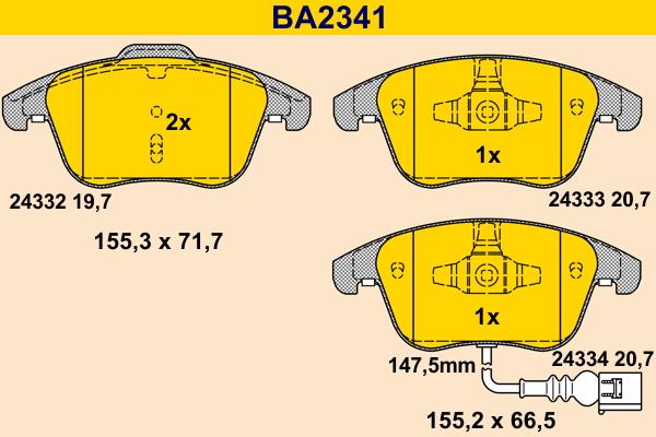 Barum BA2341 - Тормозные колодки, дисковые, комплект autosila-amz.com