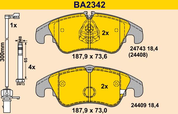 Barum BA2342 - Тормозные колодки, дисковые, комплект autosila-amz.com