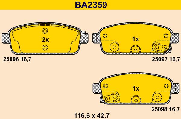 Barum BA2359 - Тормозные колодки, дисковые, комплект autosila-amz.com