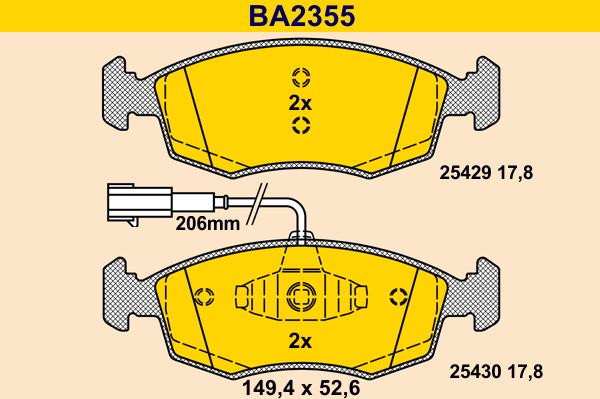 Barum BA2355 - Тормозные колодки, дисковые, комплект autosila-amz.com