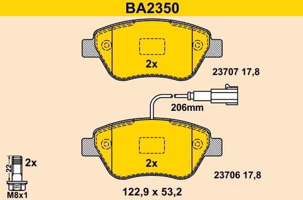 Barum BA2350 - Тормозные колодки, дисковые, комплект autosila-amz.com