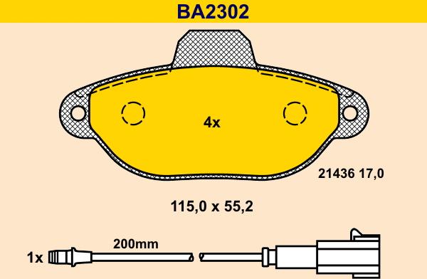 Barum BA2302 - Тормозные колодки, дисковые, комплект autosila-amz.com