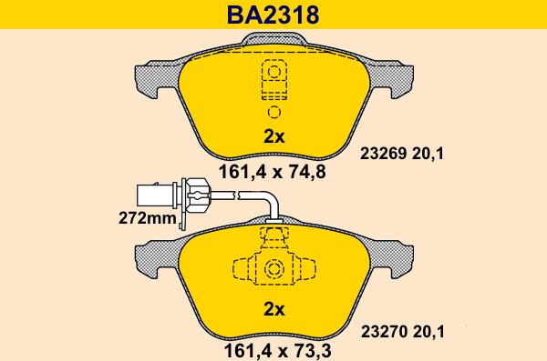 Barum BA2318 - Тормозные колодки, дисковые, комплект autosila-amz.com