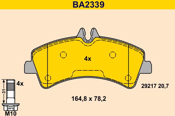 Barum BA2339 - Тормозные колодки, дисковые, комплект autosila-amz.com
