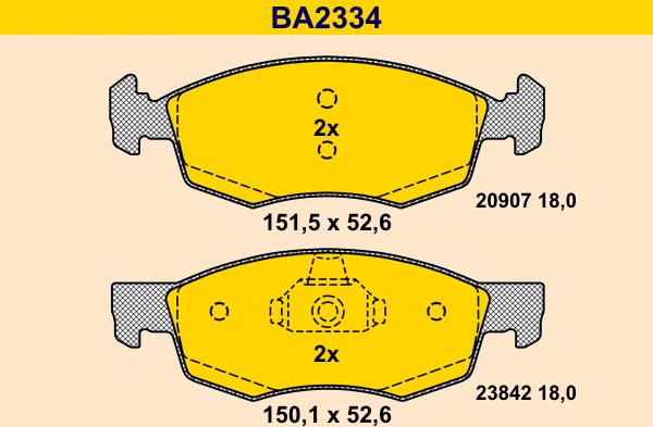 Barum BA2334 - Тормозные колодки, дисковые, комплект autosila-amz.com