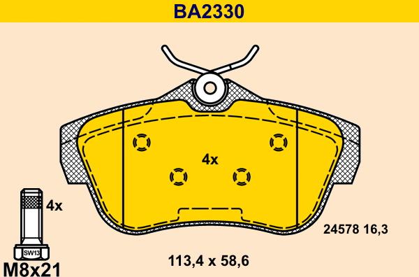 Barum BA2330 - Тормозные колодки, дисковые, комплект autosila-amz.com