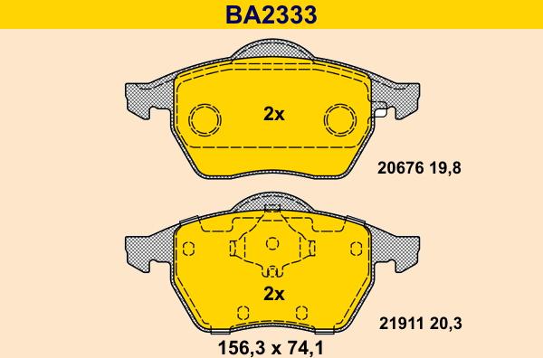 Barum BA2333 - колодки дисковые торм. перед. Audi autosila-amz.com