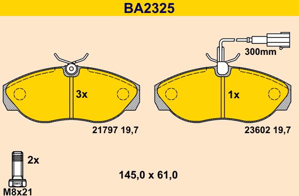Barum BA2325 - Тормозные колодки, дисковые, комплект autosila-amz.com