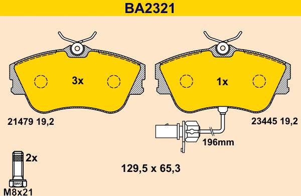 Barum BA2321 - Тормозные колодки, дисковые, комплект autosila-amz.com