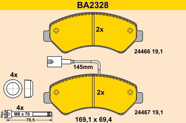 Barum BA2328 - Тормозные колодки, дисковые, комплект autosila-amz.com