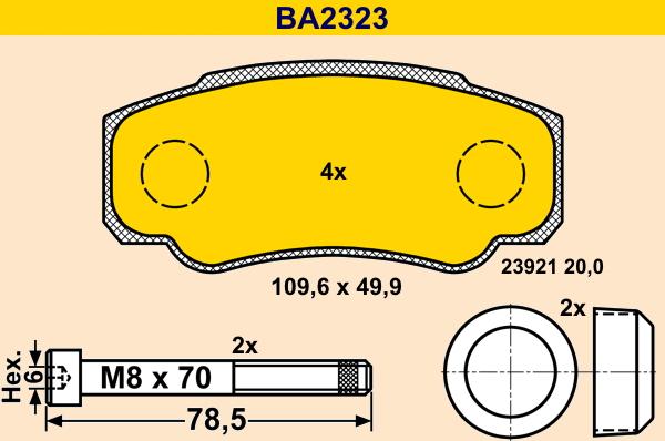 Barum BA2323 - Тормозные колодки, дисковые, комплект autosila-amz.com