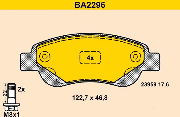 Barum BA2296 - Тормозные колодки, дисковые, комплект autosila-amz.com
