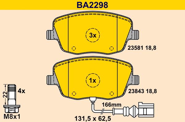 Barum BA2298 - Тормозные колодки, дисковые, комплект autosila-amz.com