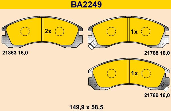 Barum BA2249 - Тормозные колодки, дисковые, комплект autosila-amz.com