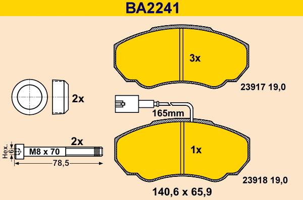 Barum BA2241 - Тормозные колодки, дисковые, комплект autosila-amz.com