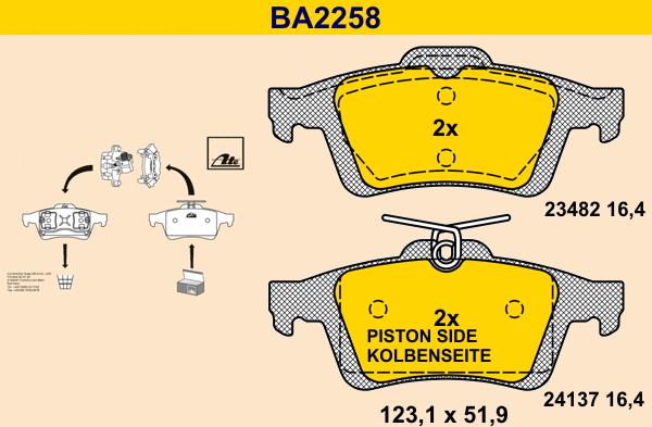 Barum BA2258 - Тормозные колодки, дисковые, комплект autosila-amz.com