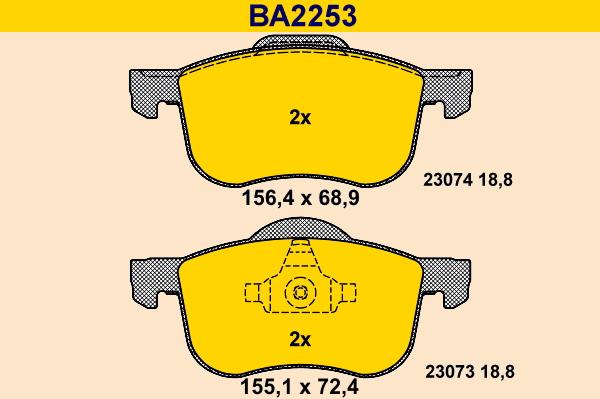 Barum BA2253 - Тормозные колодки, дисковые, комплект autosila-amz.com