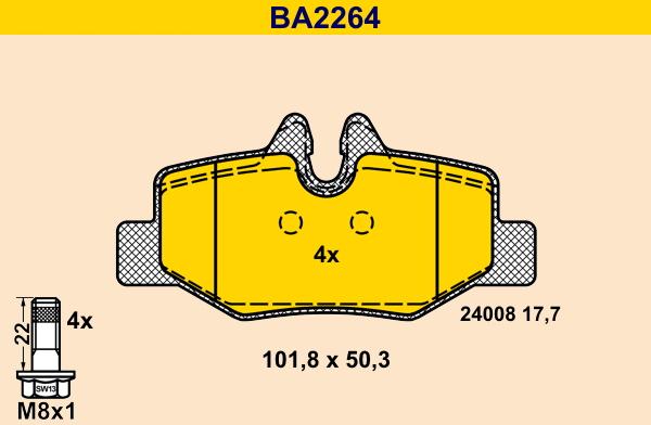 Barum BA2264 - Тормозные колодки, дисковые, комплект autosila-amz.com
