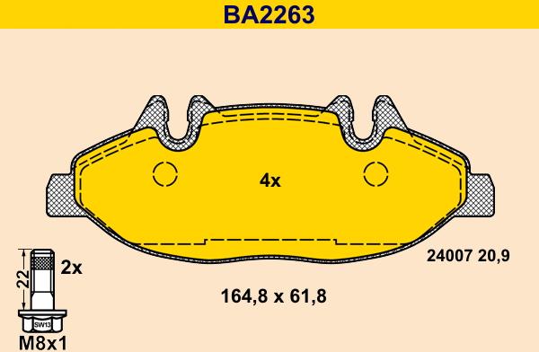 Barum BA2263 - Тормозные колодки, дисковые, комплект autosila-amz.com