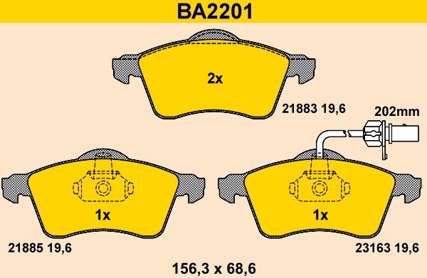 Barum BA2201 - Тормозные колодки, дисковые, комплект autosila-amz.com