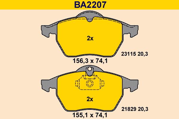 Barum BA2207 - Тормозные колодки, дисковые, комплект autosila-amz.com