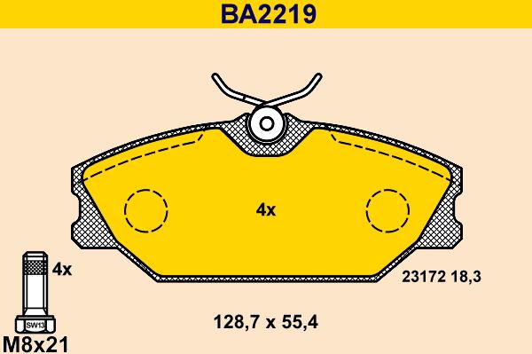 Barum BA2219 - Тормозные колодки, дисковые, комплект autosila-amz.com