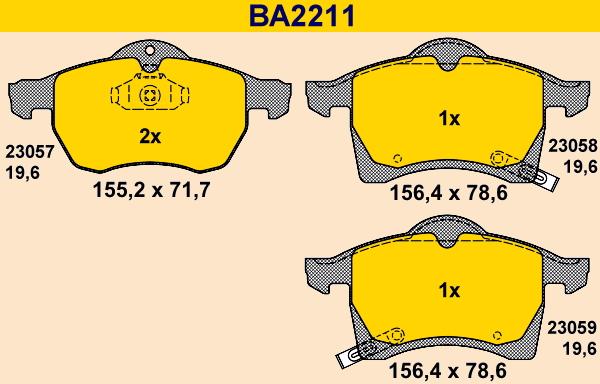 Barum BA2211 - Тормозные колодки, дисковые, комплект autosila-amz.com