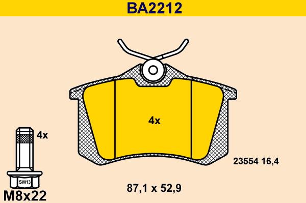 Barum BA2212 - Тормозные колодки, дисковые, комплект autosila-amz.com