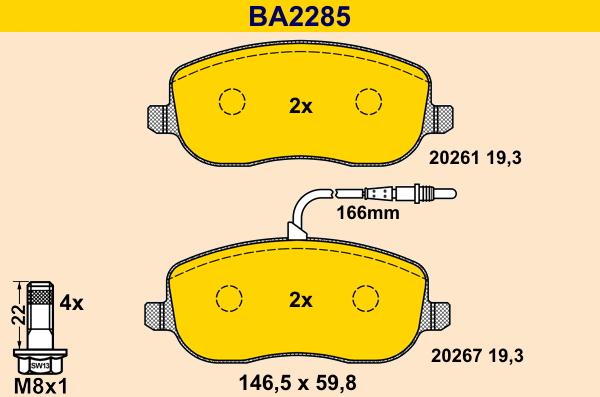 Barum BA2285 - Тормозные колодки, дисковые, комплект autosila-amz.com