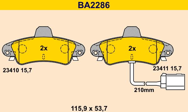 Barum BA2286 - Тормозные колодки, дисковые, комплект autosila-amz.com