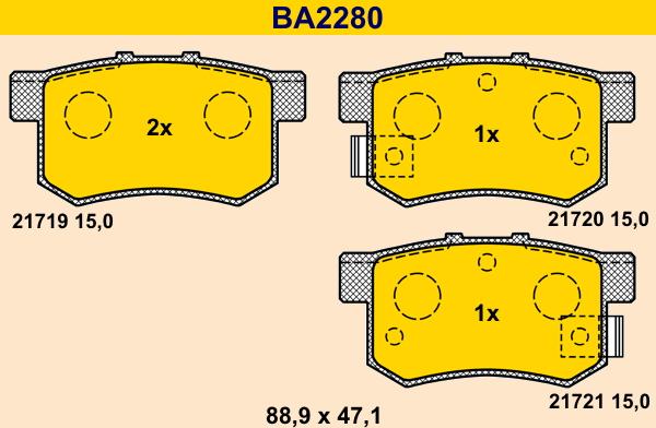 Barum BA2280 - Тормозные колодки, дисковые, комплект autosila-amz.com