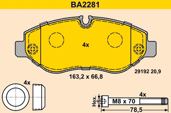 Barum BA2281 - Тормозные колодки, дисковые, комплект autosila-amz.com