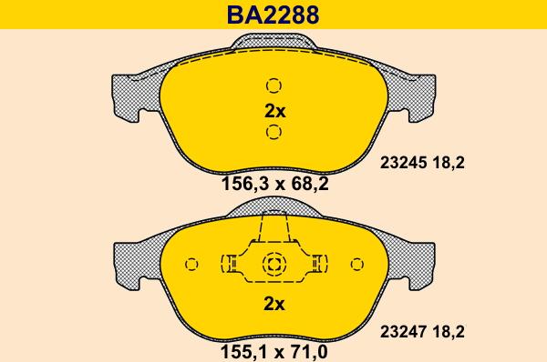 Barum BA2288 - Тормозные колодки, дисковые, комплект autosila-amz.com