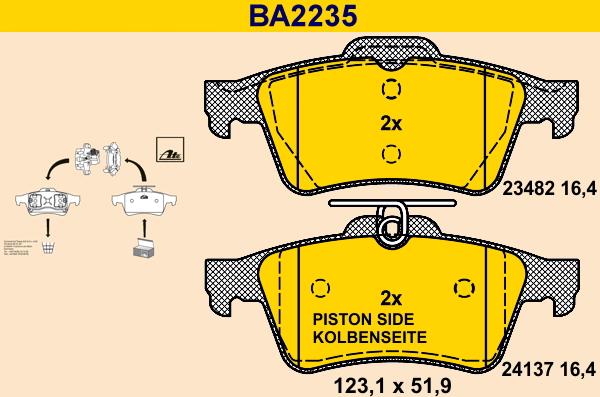 Barum BA2235 - Тормозные колодки, дисковые, комплект autosila-amz.com