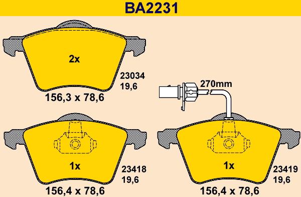 Barum BA2231 - Тормозные колодки, дисковые, комплект autosila-amz.com