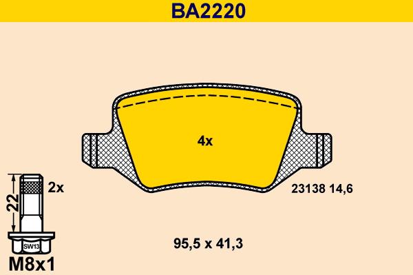 Barum BA2220 - Тормозные колодки, дисковые, комплект autosila-amz.com