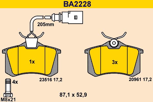 Barum BA2228 - Тормозные колодки, дисковые, комплект autosila-amz.com