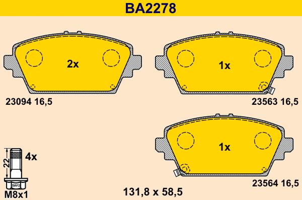 Barum BA2278 - Тормозные колодки, дисковые, комплект autosila-amz.com