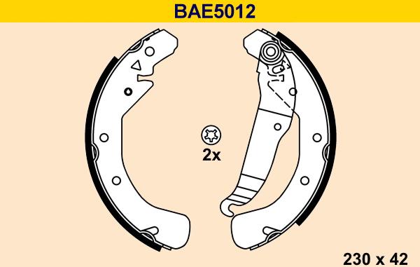 Barum BAE5012 - Комплект тормозных колодок, барабанные autosila-amz.com