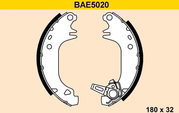 Barum BAE5020 - Комплект тормозных колодок, барабанные autosila-amz.com