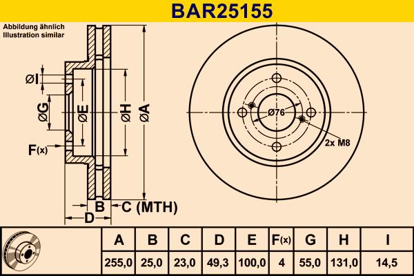 Barum BAR25155 - Тормозной диск autosila-amz.com