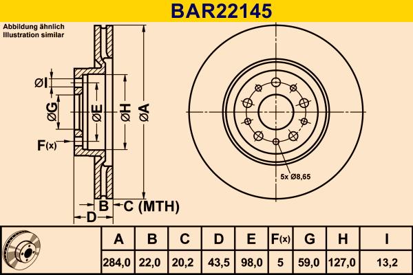 Barum BAR22145 - Тормозной диск autosila-amz.com
