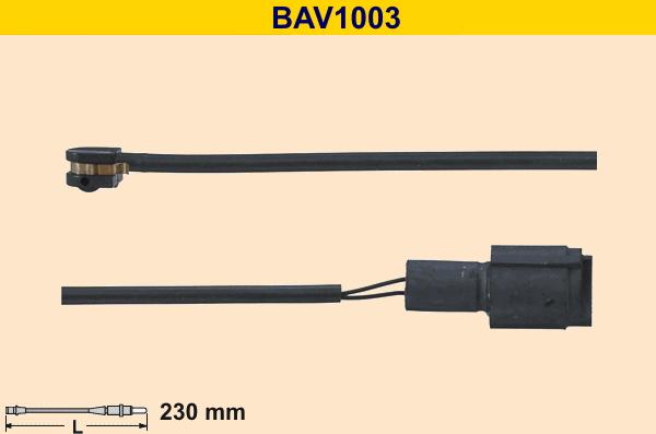 Barum BAV1003 - Сигнализатор, износ тормозных колодок autosila-amz.com